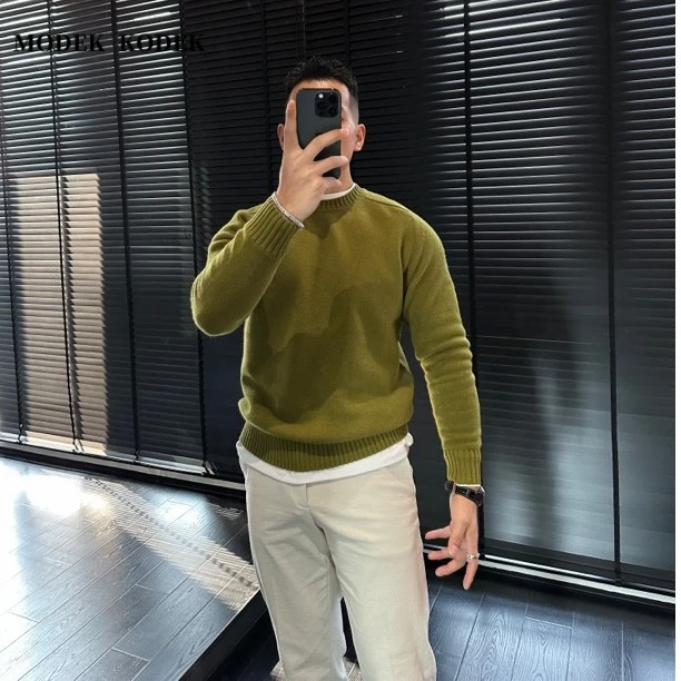 MODEK KODEK高级感潮牌男士百搭圆领毛衣秋冬新款修身保暖针织衫