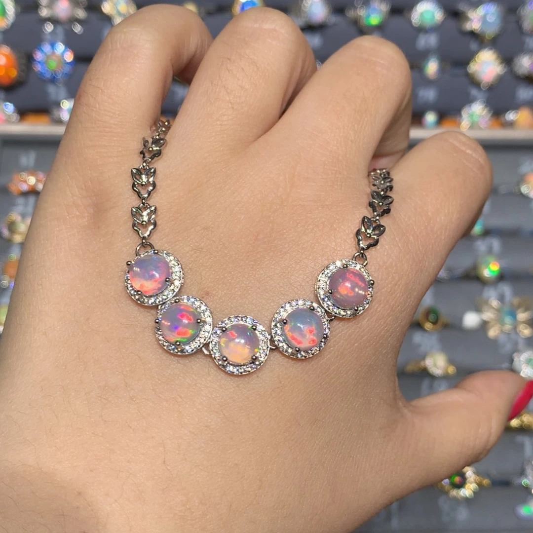 银S925镶嵌欧泊欧泊手链l