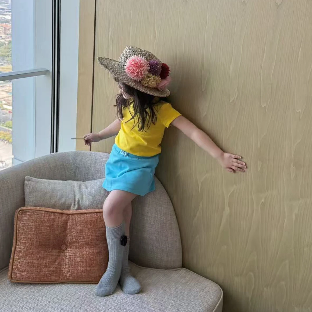 《现货》女童2025年夏季新款多巴胺套装百搭短袖上衣+半身裙套装