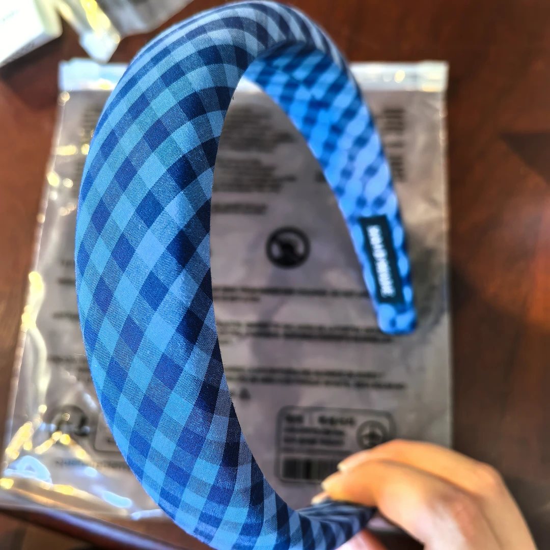 TT022 泡菜尾单发箍蓝格纹3cm｜淘贩