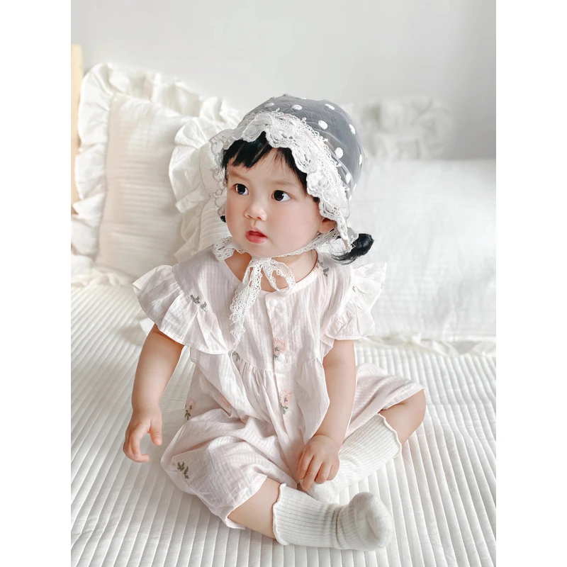 婴儿夏装连体衣宝宝可爱菠萝薄款爬服新生儿网红包屁衣百天周岁服