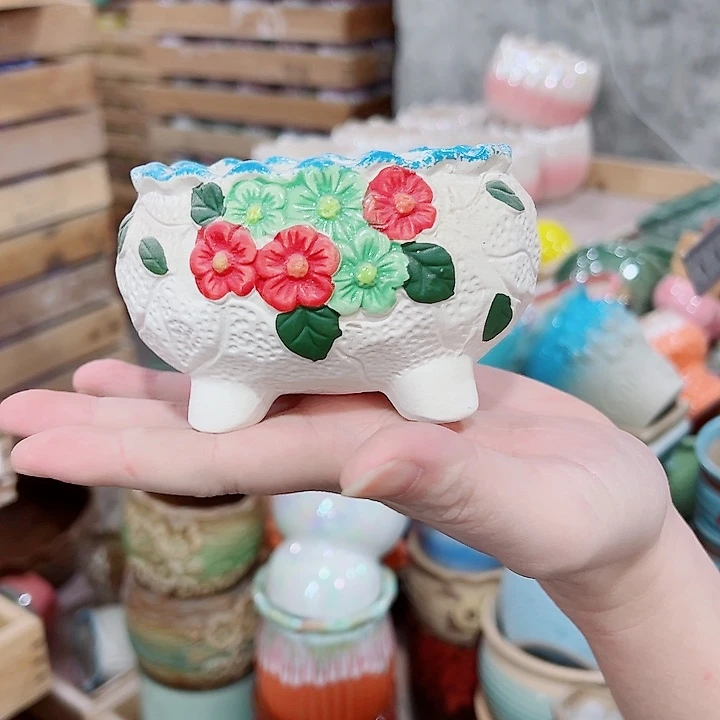 有孔，凑单福利满10元发货陶瓷多肉花盆！