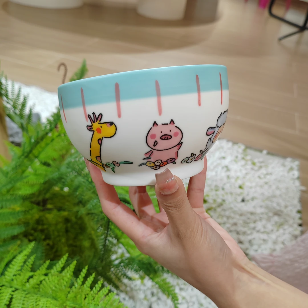 【Pony卡通碗】2个装5寸卡通小羊碗高脚米饭碗陶瓷釉下彩家用陶瓷碗