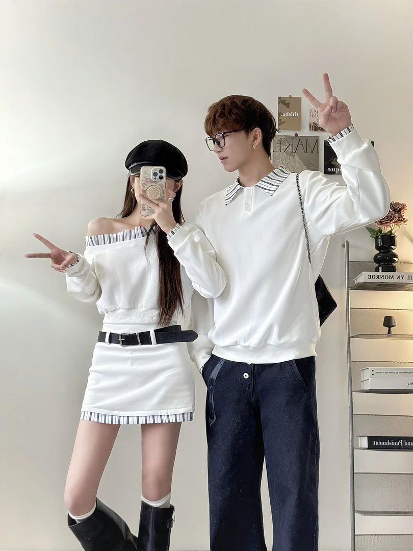 情侣装辣妹风休闲风轻熟风法式时尚套装insol套装秋季韩版男卫衣