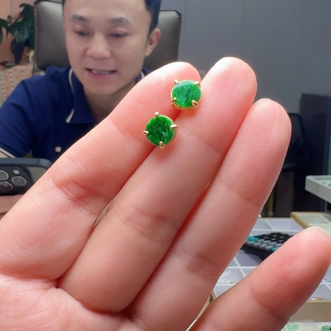 翡翠银S925镶嵌耳饰多样性发货其一