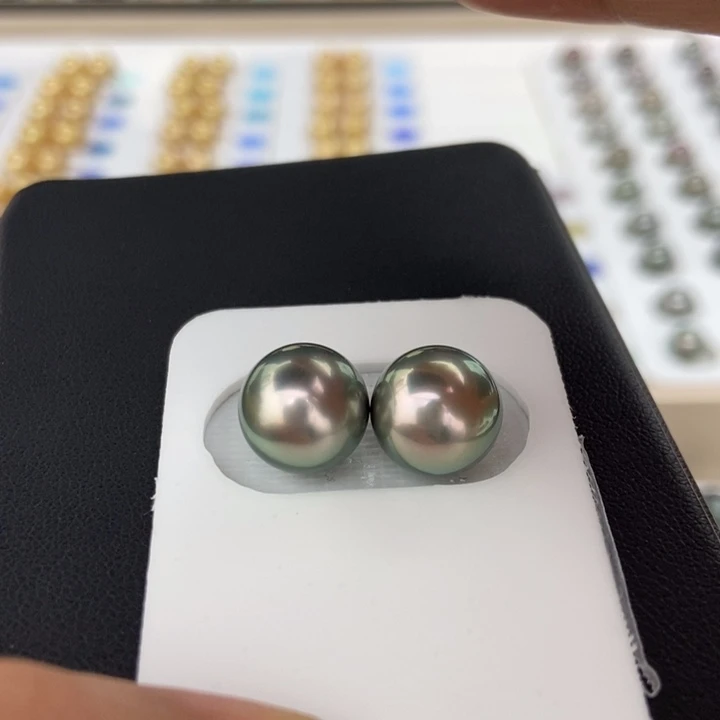 海水珍珠裸珠未镶嵌10.9mm正圆大溪地镜面光对珠