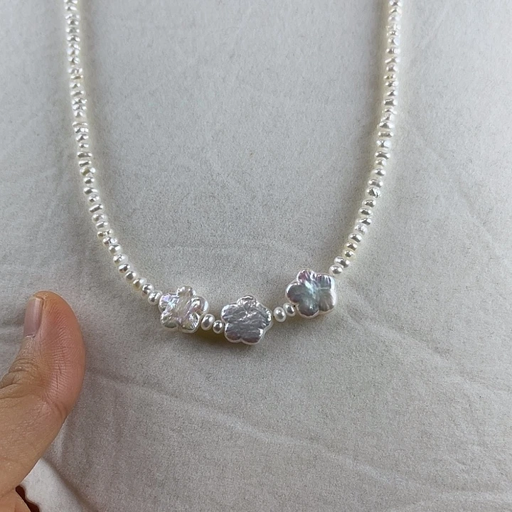 淡水珍珠颈饰银S925镶嵌