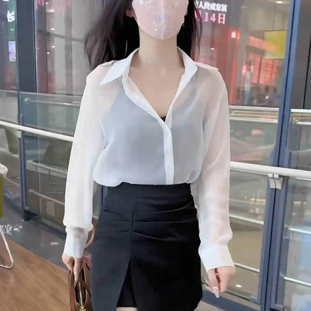 设计感薄款大码透气雪纺衬衫女宽松百搭防晒衣夏季新款长袖空调衫