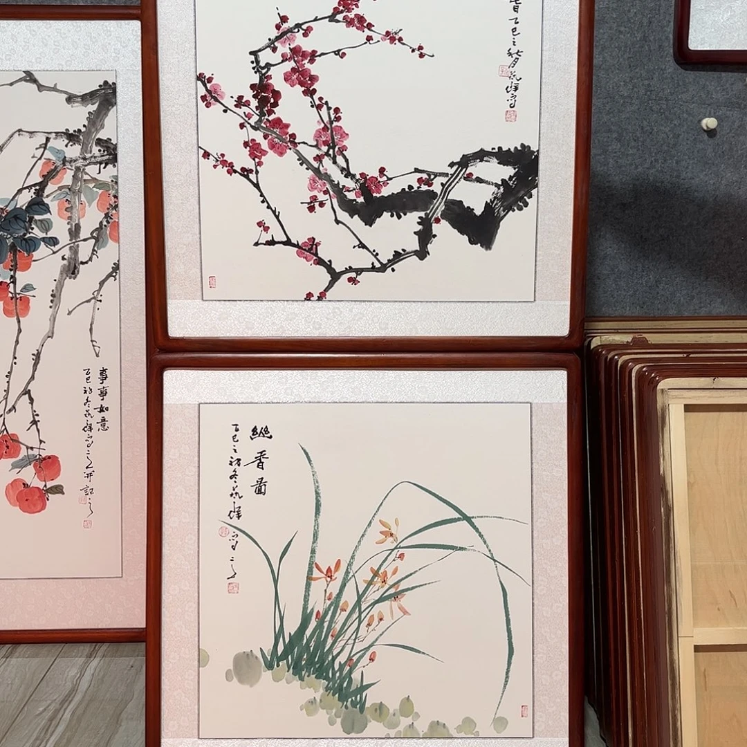 国画书画作品带框63×63
