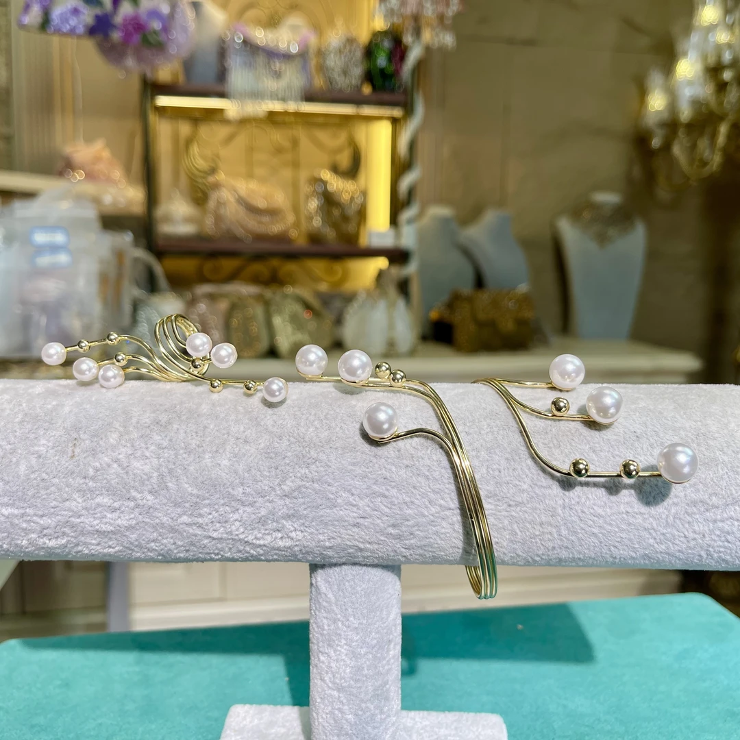 铜合金玻璃手链 【56058】瑾瑟时尚金色可调节手链配戒指手工气质