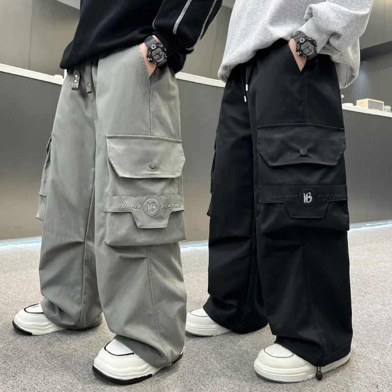 男童休闲裤2025新款中大童春秋款男孩长裤儿童直筒工装裤百搭潮裤