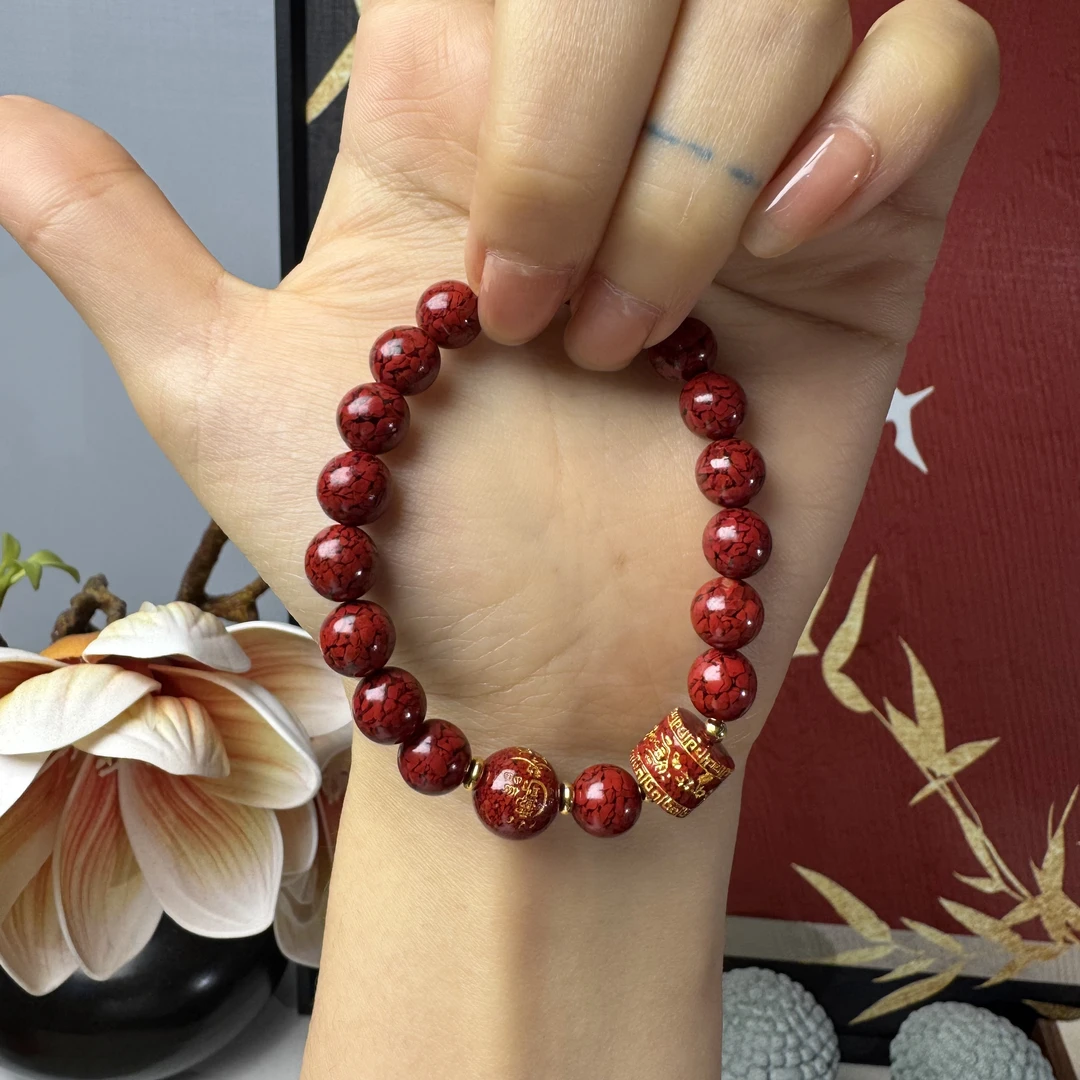 非金属木质手链 原矿晶体砂砂本命年太岁单圈手串