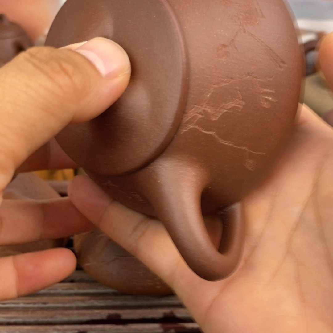 紫砂茶壶满瓢羊角山深井紫泥240毫升左右