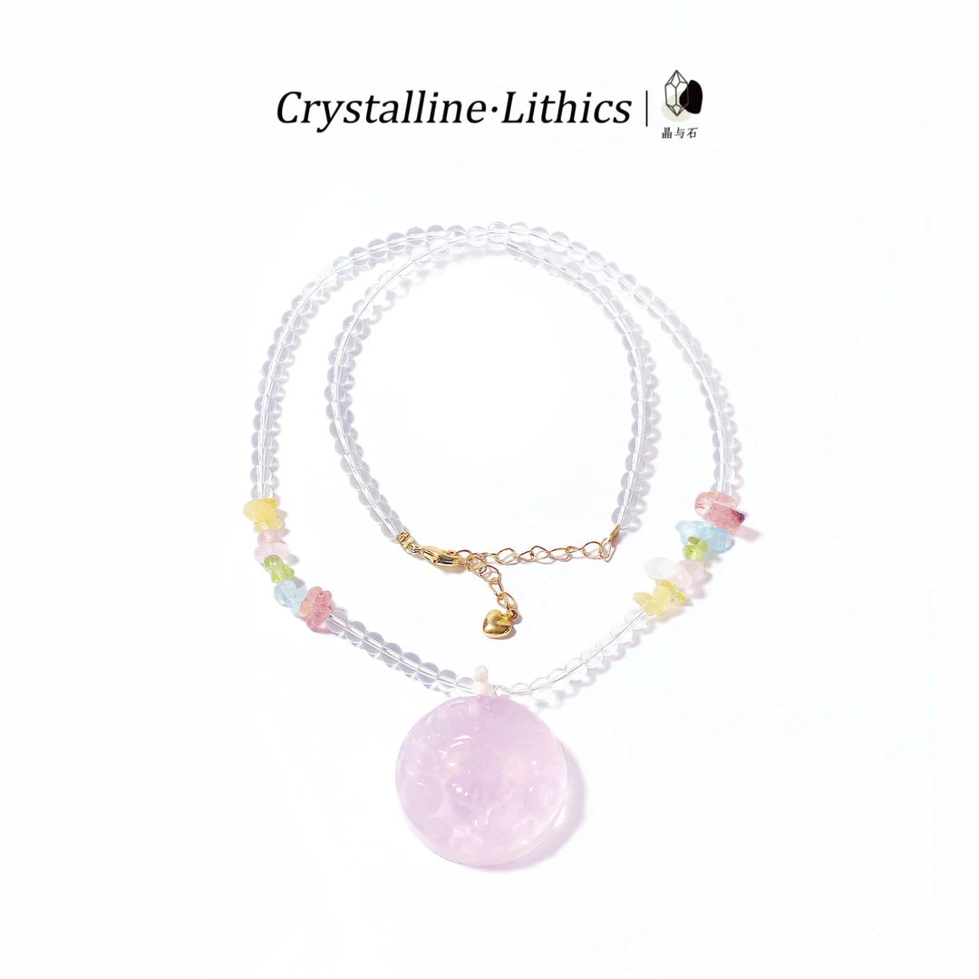 星语柔【桃夭夭】天然粉水晶设计款项链女 闺蜜同款手工
