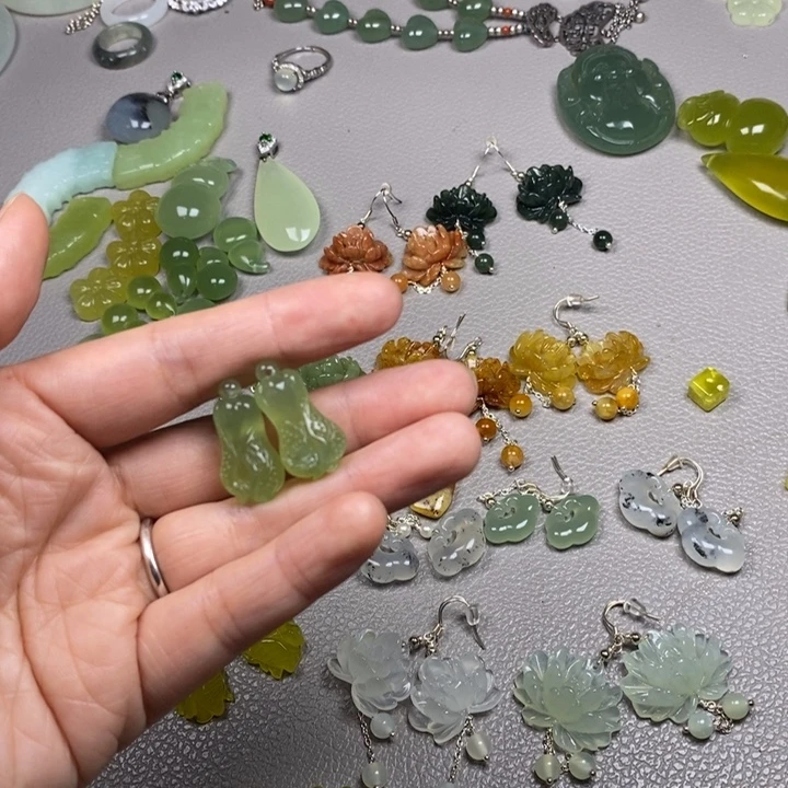 蛇纹石玉未镶嵌挂件耳饰耳环项链