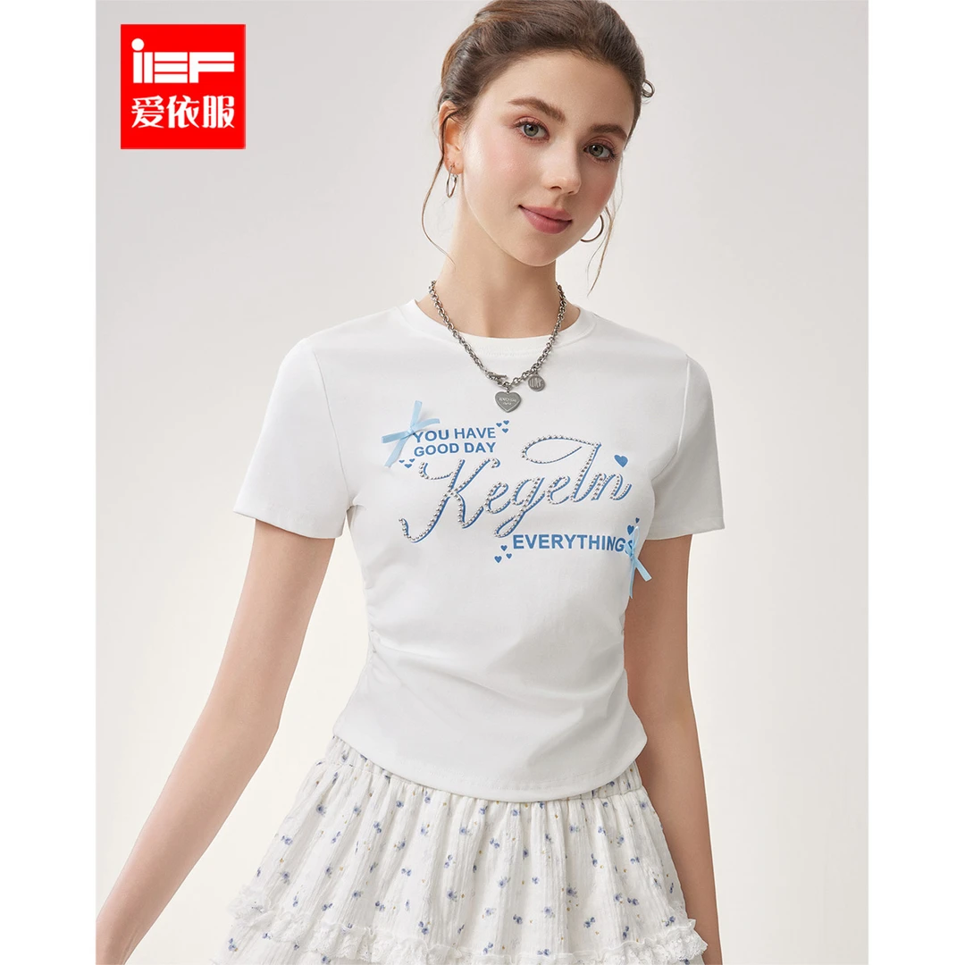 IEF/爱依服短袖2025春季新款美式时尚个性甜酷辣妹T恤欧若风