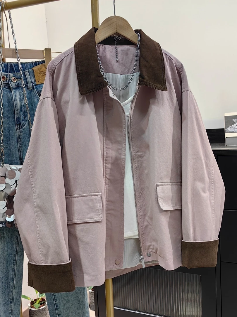 工装外套女秋季新款韩系休闲男友风松弛感气质上衣牛仔拉链衫