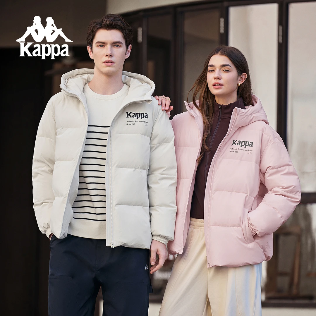 Kappa/卡帕新款运动好羽绒服鸭绒男女款休闲连帽保暖羽绒服蓬松