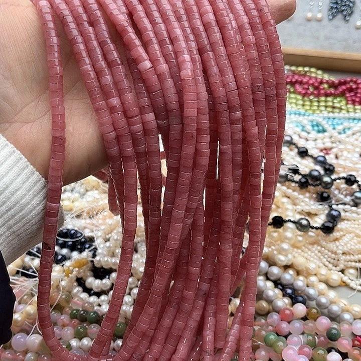 玛瑙/玉髓珠宝半成品未镶嵌一条6/3mm草莓晶直切