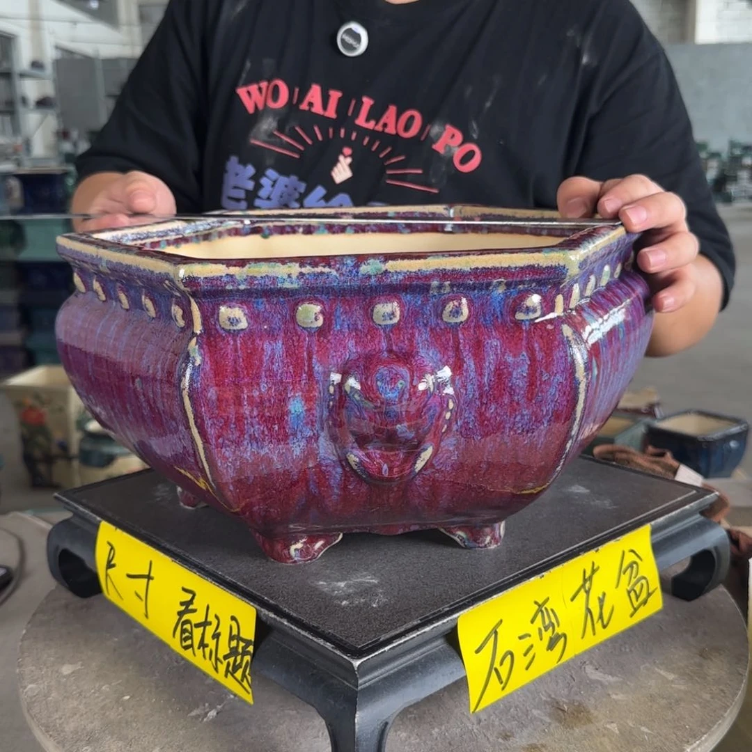 。一风堂石湾花盆 高温裂 内27*14