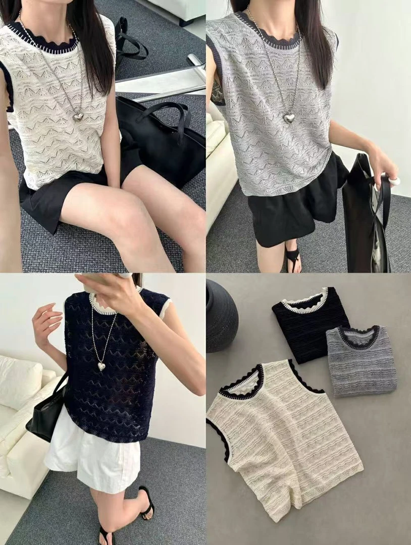 法式高级感慵懒风设计感钩花背心11030 衣长57