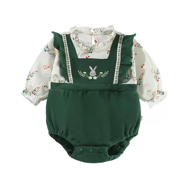 connie（绿色刺绣小兔）外出包屁