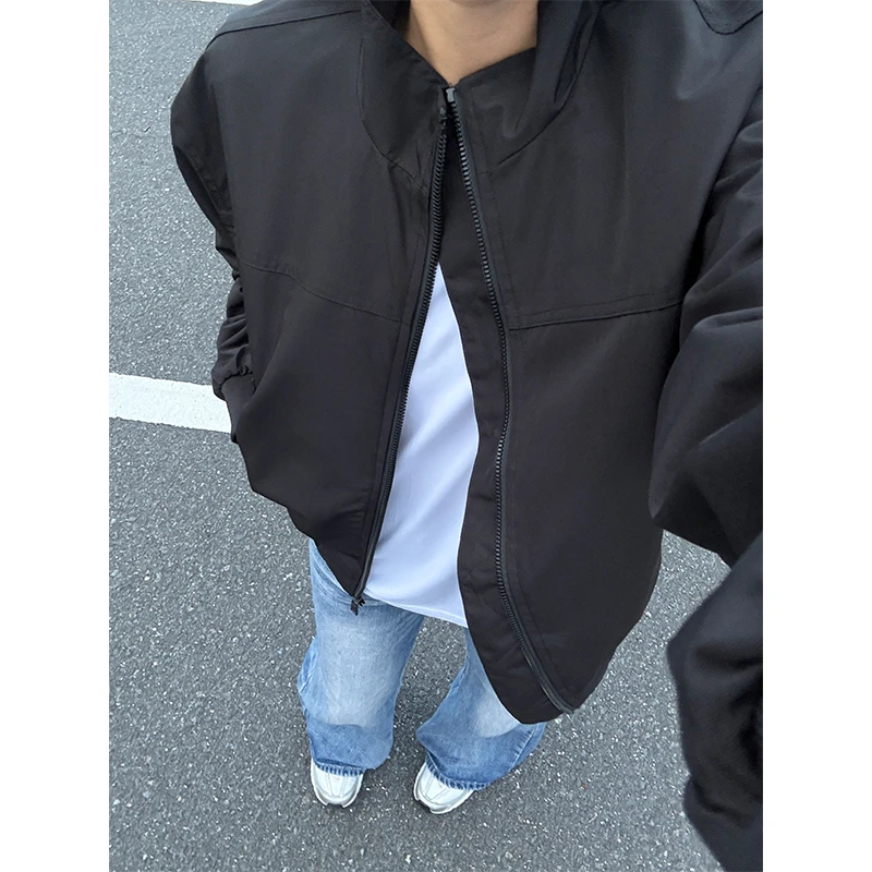 cleanfit飞行工装夹克男秋季高级感痞帅立领短款廓形教练冲锋外套