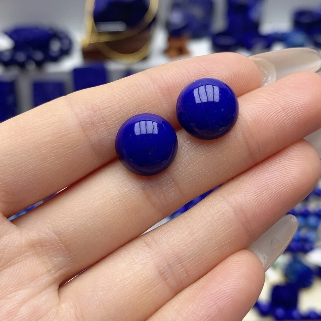 青金石未镶嵌耳饰12mm