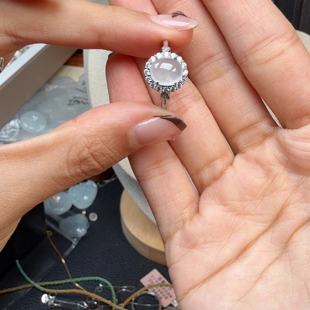 ****翡翠银S925镶嵌戒指