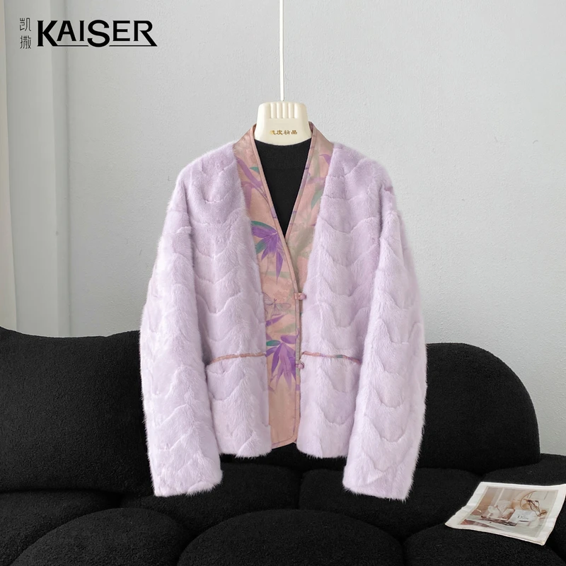 KAISER/凯撒【榕榕专属】4M2676冬季新款中国风气质双面穿水貂外套