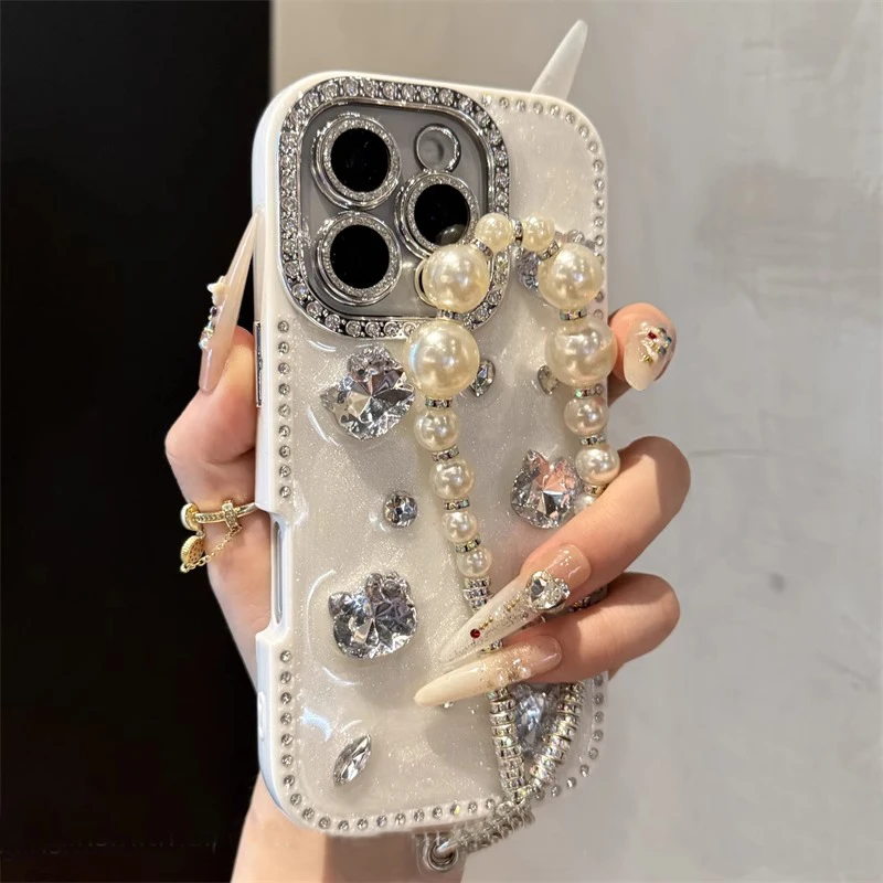 闪钻适用于苹果16promax手机壳高级感双面镶钻外壳带挂绳网红同款
