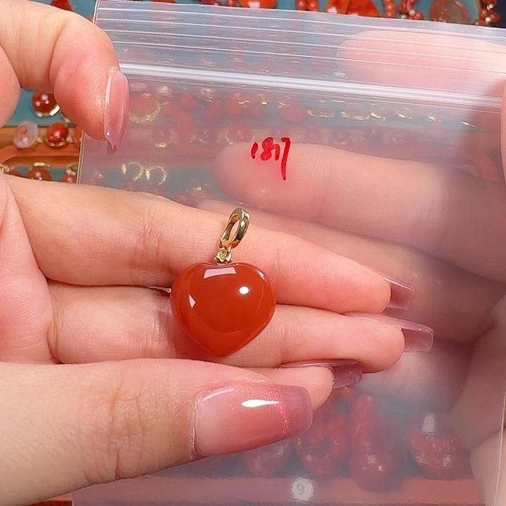 南红玛瑙银S925镶嵌吊坠