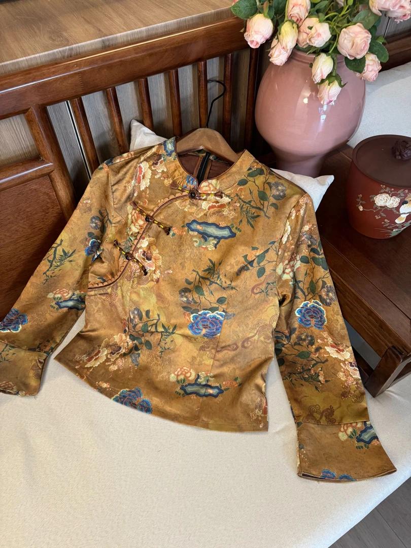 水如画【唐妃】重工系列秋季中式国风立领气质复古修身宽松上衣衬衫