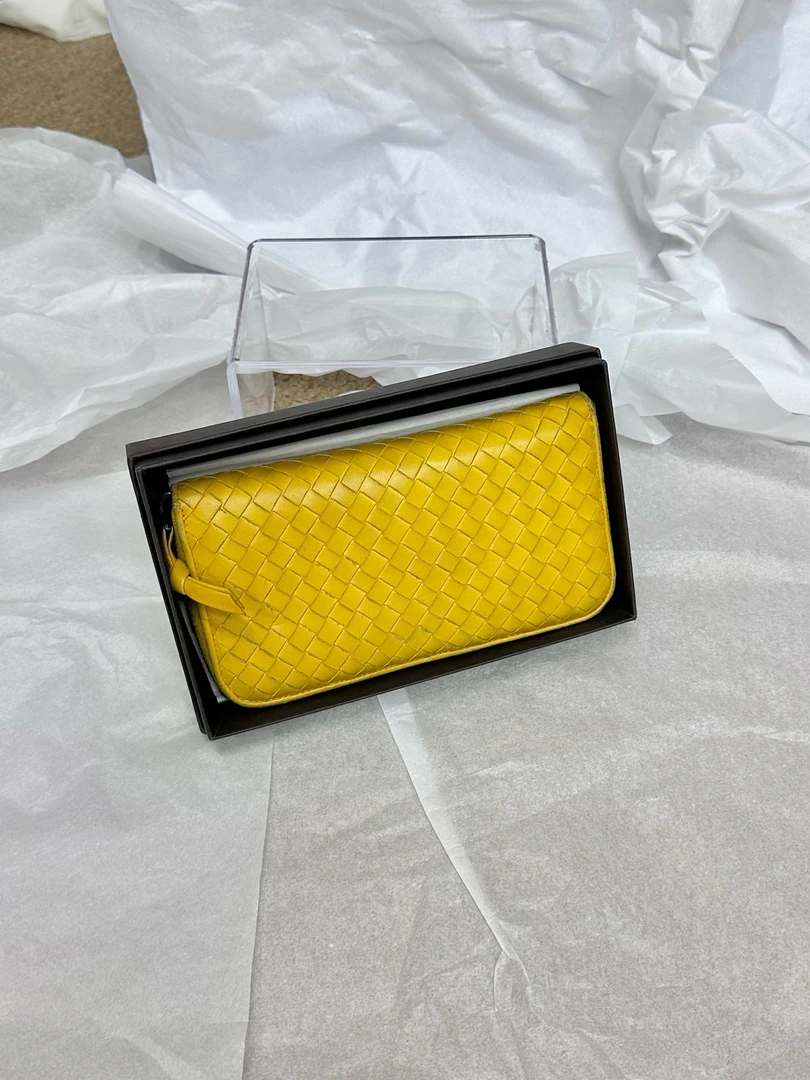95新 BOTTEGA VENETA/葆蝶家 bv 柠檬黄钱包包