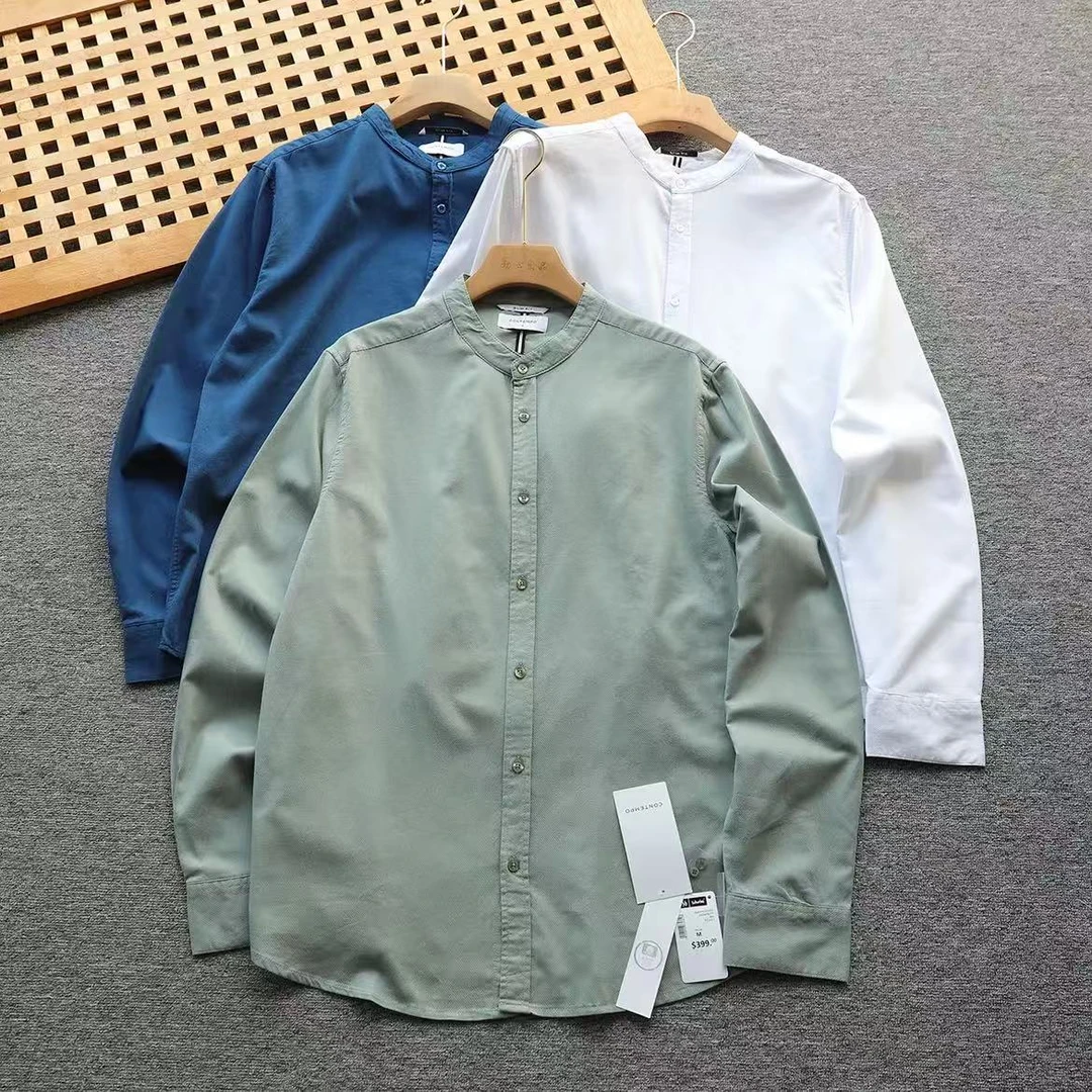 春秋季 质感男士纯色 亲肤舒适97棉长袖衬衫-nan560