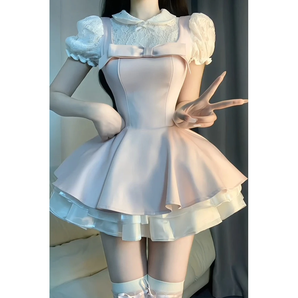 SYJ/舒衣家 法式甜美千金风蝴蝶结吊带洋装女温柔公主蓬蓬短裙