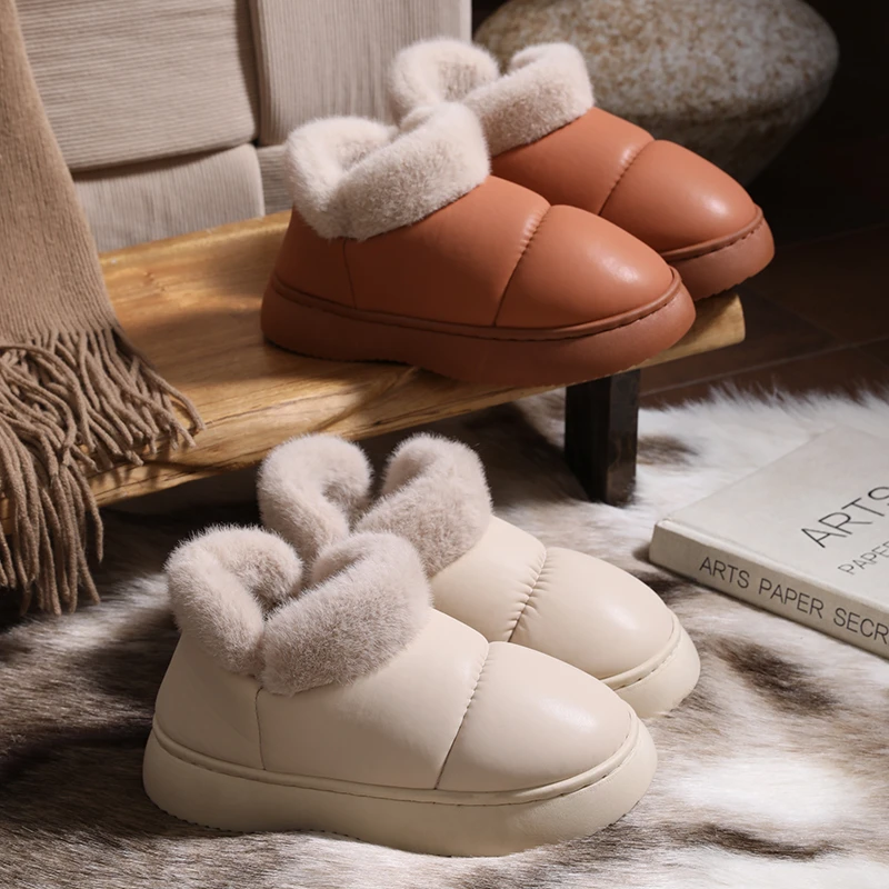 棉鞋女毛绒冬季2025新款家居家用厚底防滑保暖加绒外穿棉鞋女冬天