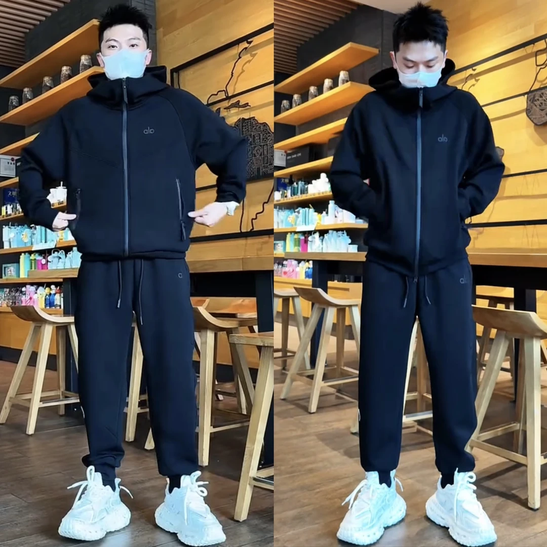 秋季新款连帽外套束脚裤休闲运动套装男士高级感时尚百搭两件套