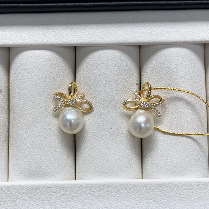 耳饰海水珍珠银S925镶嵌AK 7-8mm 22号