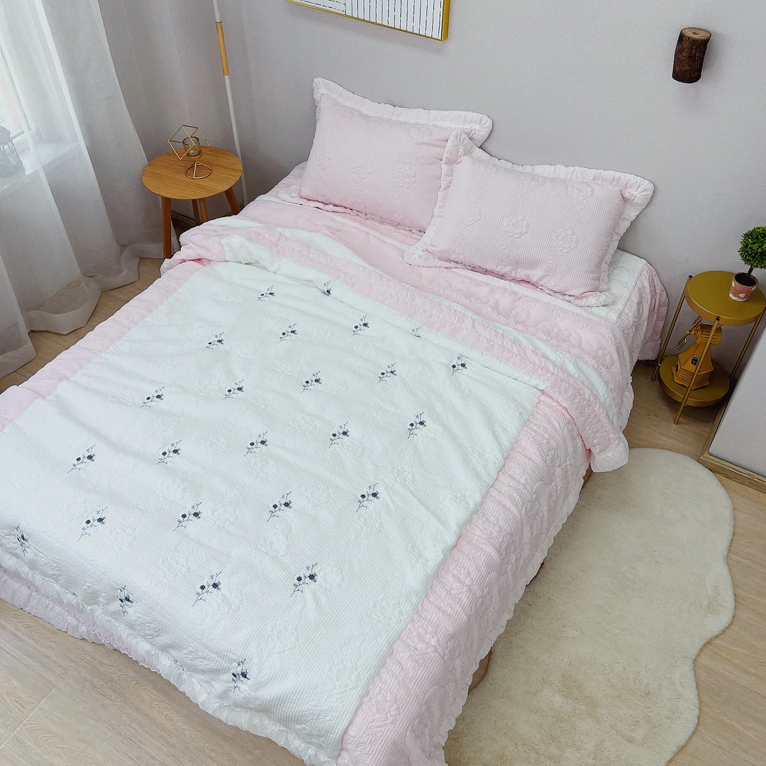 韩式唯美浪漫公主风舒适绣花泡泡韩系床盖1.8床（绣花泡泡四件套）