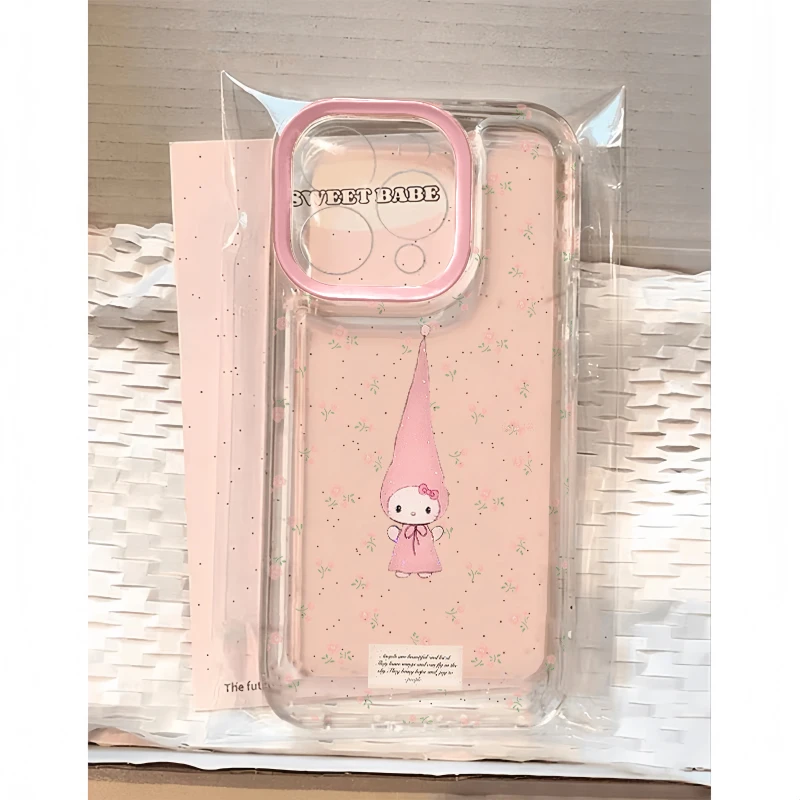 BANCA碎花粉尖帽KT猫适用iPhone16/15手机壳苹果华为vivo小米oppo