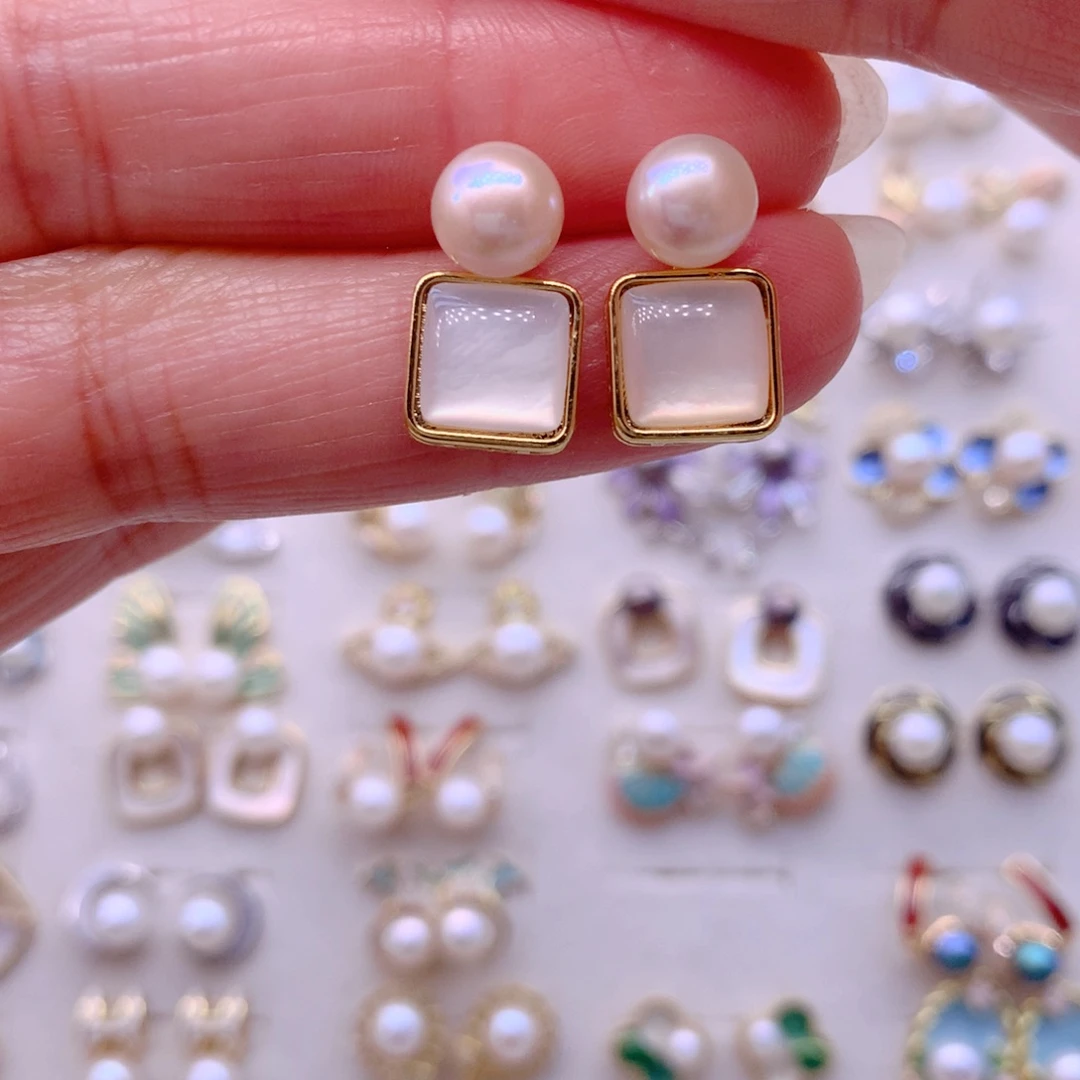 淡水珍珠耳饰合金