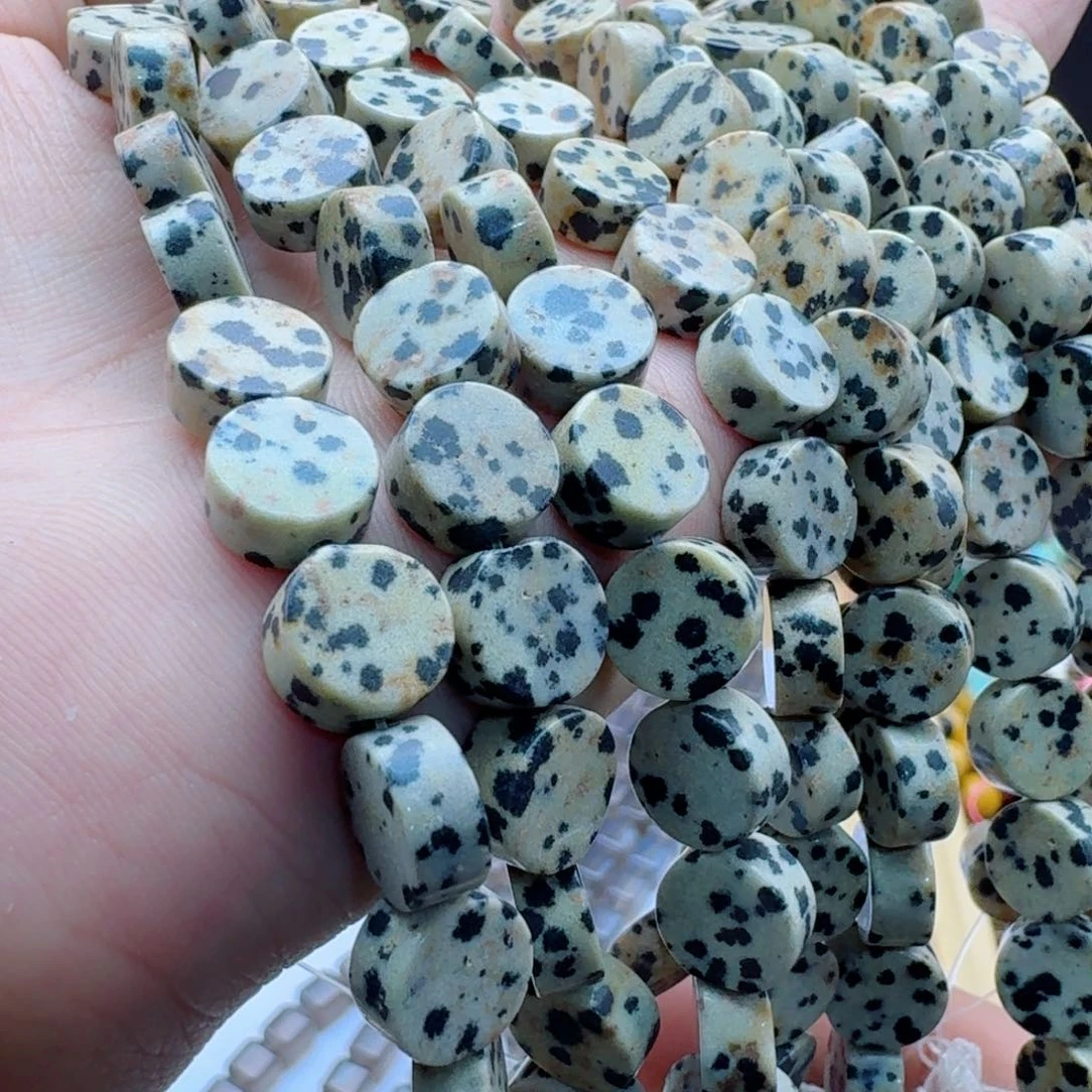 玛瑙/玉髓合金珠宝半成品10斑点石圆饼一条