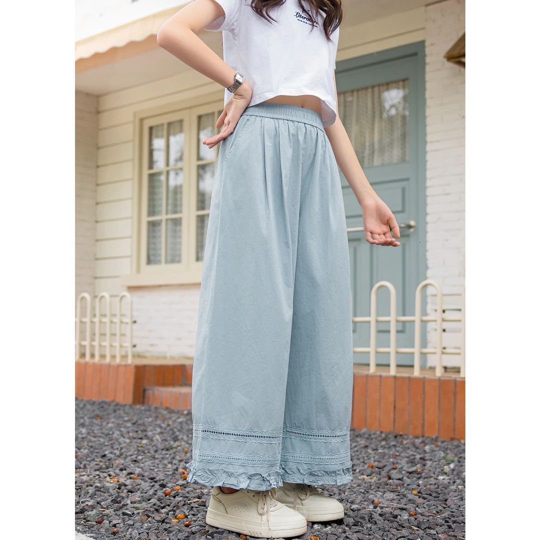 女童牛仔裤九分裤休闲夏季儿童百搭阔腿裤宽松大童女孩洋气薄款