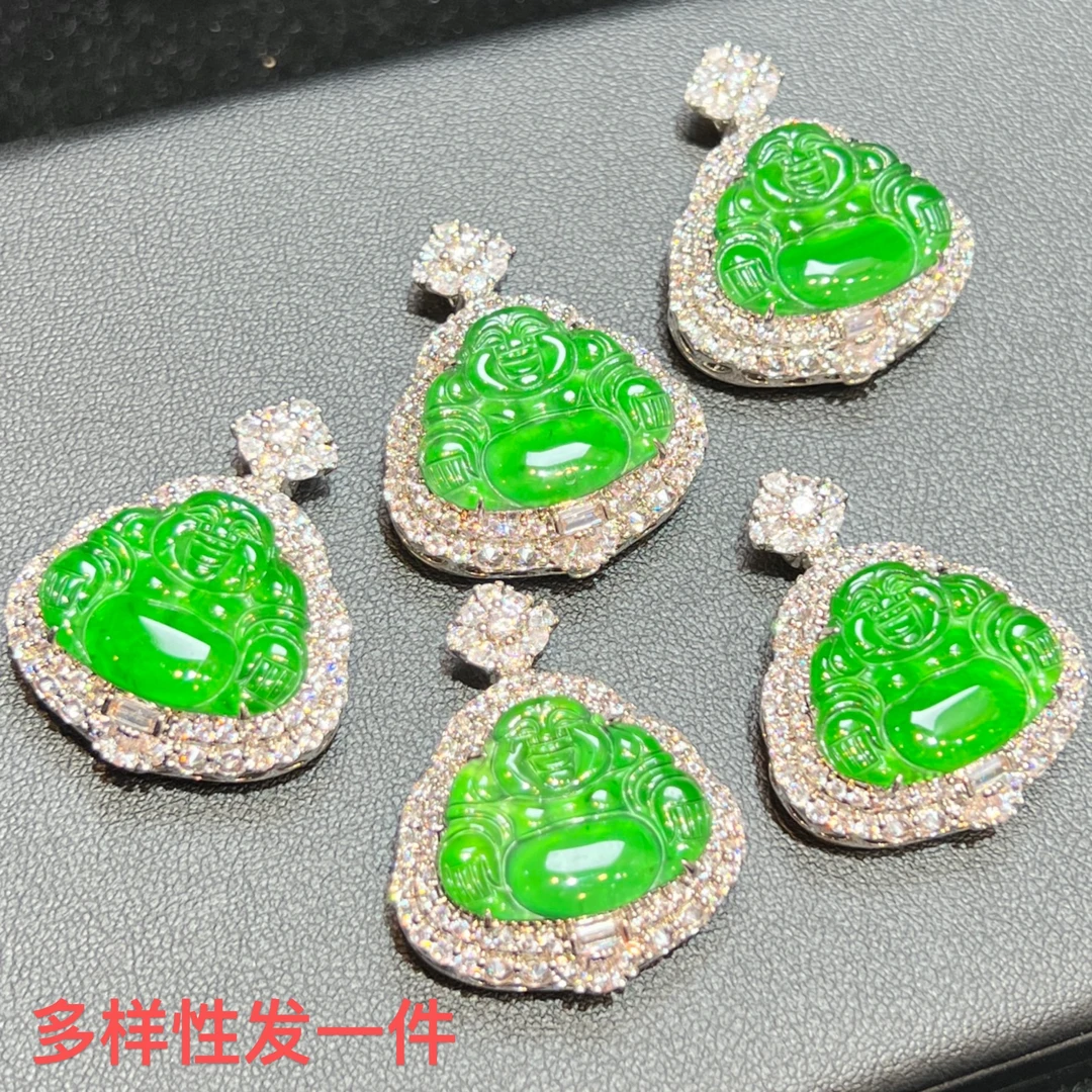 【红旭明玉】天然翡翠A货满绿佛公吊坠A004 多样性发一件