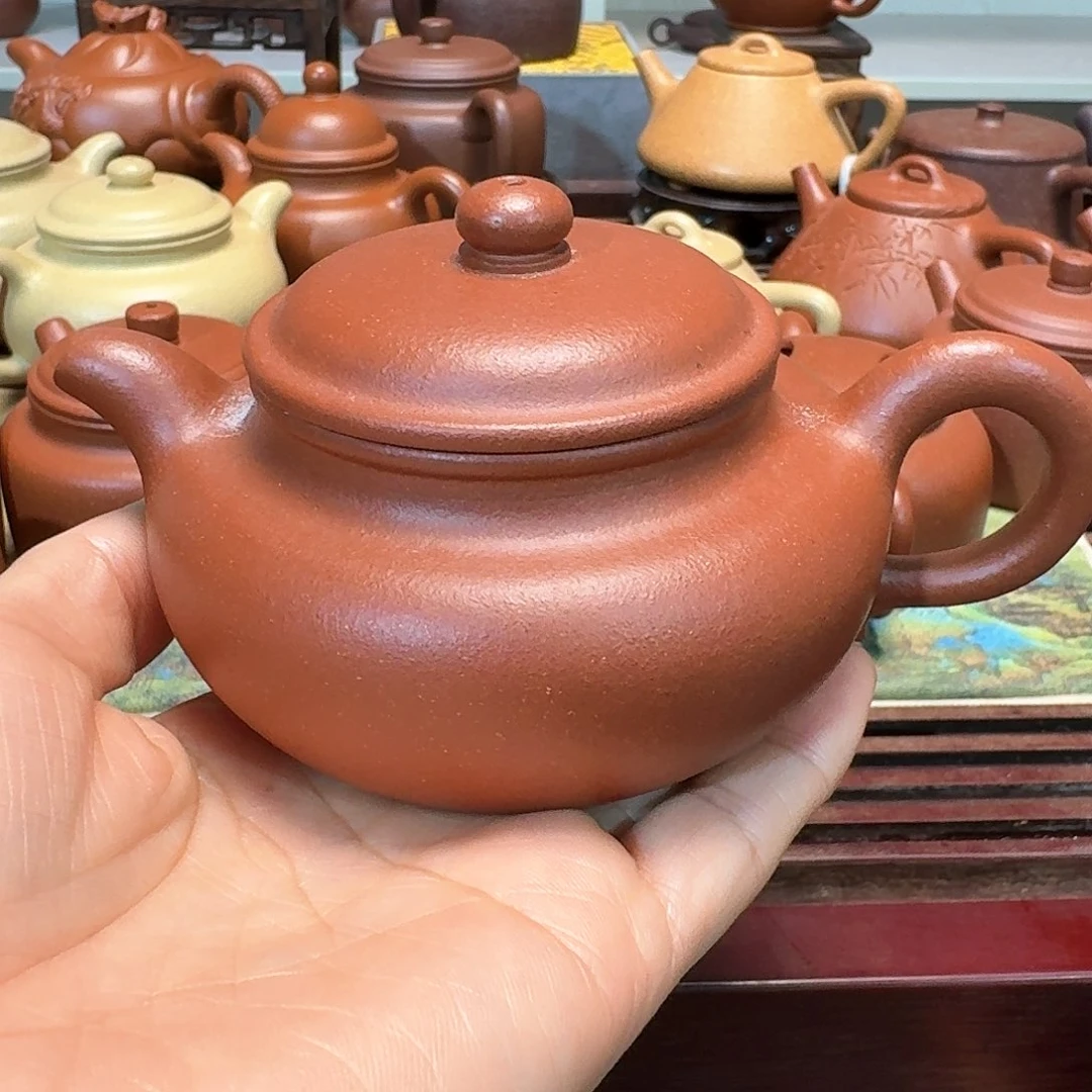 紫砂茶壶红降坡半手工