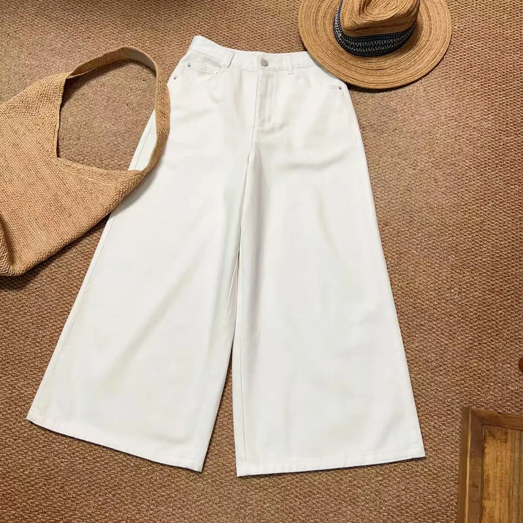 【那尚新品】简约经典阔腿九分牛仔裤