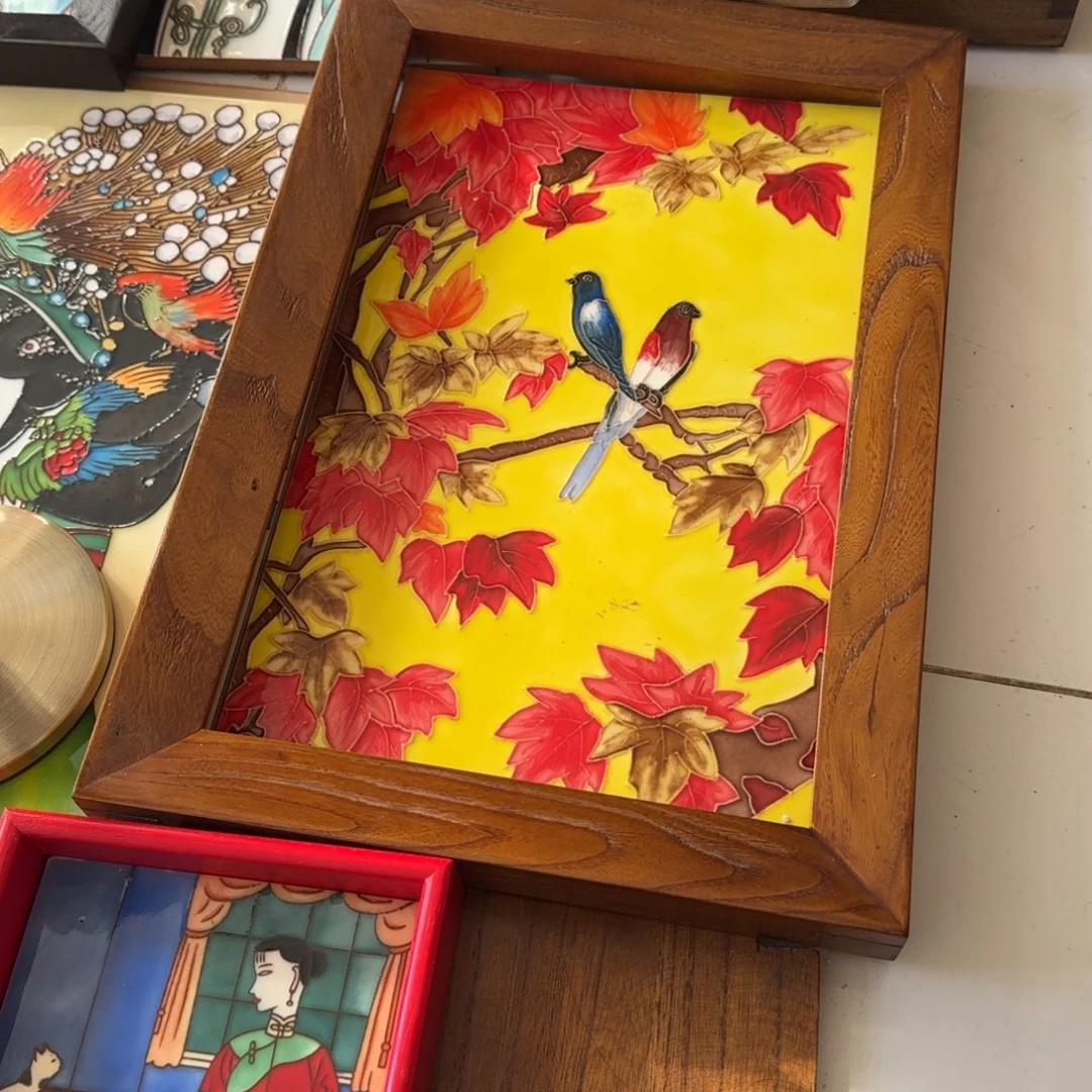 雨***烟瓷版画老榆木手绘