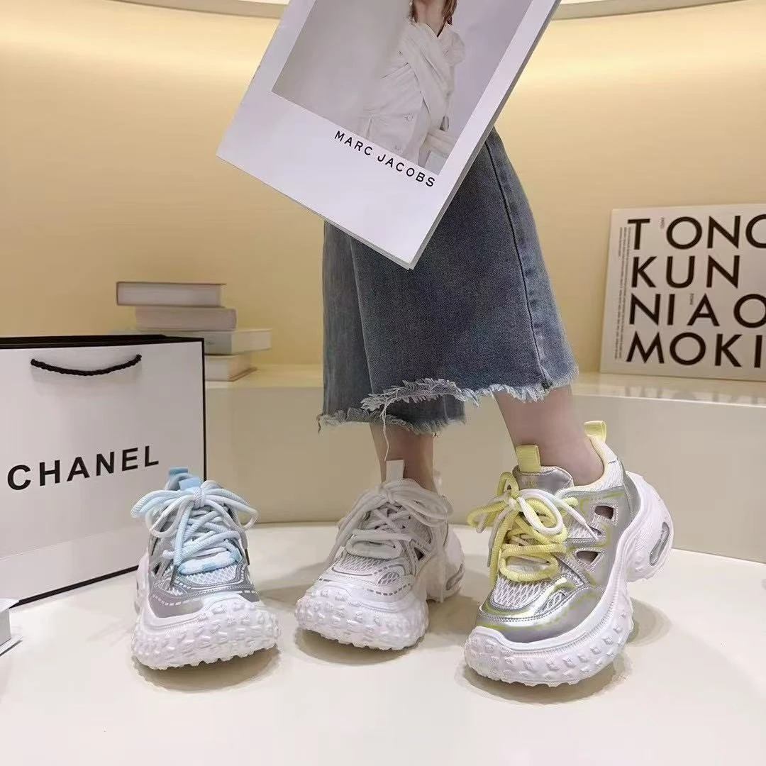 芭士拉老爹鞋夏季真皮复古老爹鞋潮流系带休闲鞋夏季运动鞋