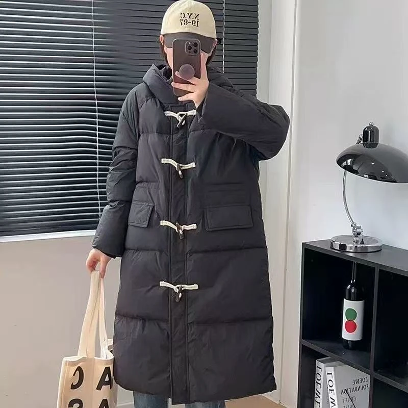 2516常规款连帽极简风长款保暖百搭秋冬休闲羽绒服中长款冬季女款